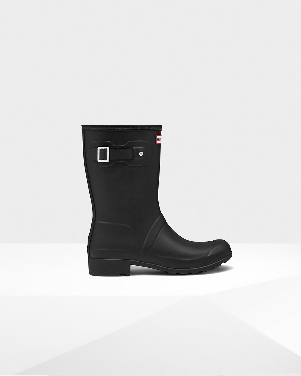 Womens Short Rain Boots - Hunter Original Tour Foldable (18FODAIUN) - Black